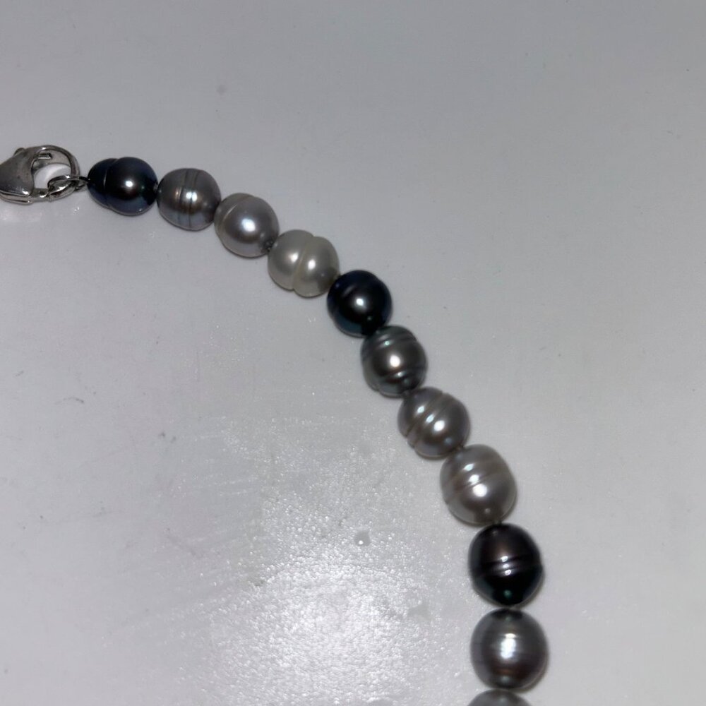 Freshwater Pearl Necklace, Potato Pearls Ring Pearls Hand Knotted 18" - Picture 5 of 12